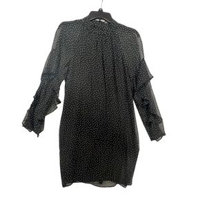 Maggy London Women's Black White Polka Dot Party Dress Mocke Neck Sz 4 Pre-Owned